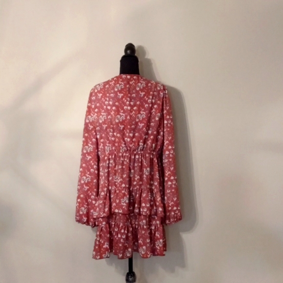 NWT Revamped Copper V Neck with Tie Front Tiered Ruffel Dress XL - Picture 4 of 4